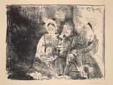 an image of a black and white drawing of a man and a woman