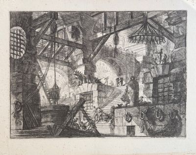 an image of a drawing of a factory with people working