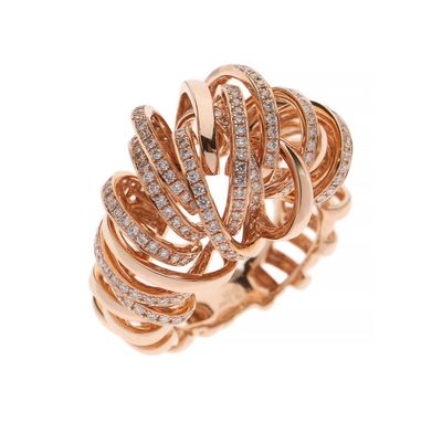 a close up of a diamond ring on a white background