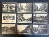 several old black and white photographs of a city street