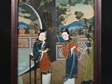 tableau représentant deux femmes en tenue orientale debout devant un arbre