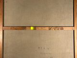 a painting of a wooden frame with a yellow marker on it