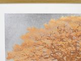 a picture of a painting of a tree in a field