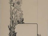 une image représentant un dessin en noir et blanc de fleurs et d'une pancarte