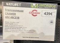 CRAMER. Tronçonneuse 48 V 48CS18, sans batterie (photo 3)