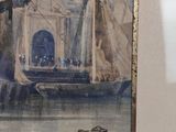 a picture of a painting of a boat in the water