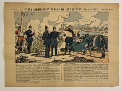 an old french newspaper with a picture of soldiers and a cannon