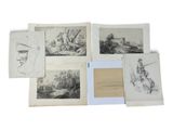 several drawings of men in hats and hats on a white surface