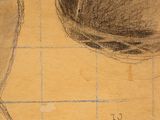 drawing of a person standing next to a scale on a sheet of paper