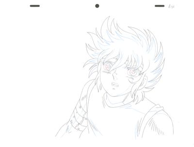 dessin représentant un jeune homme aux yeux bleus, vêtu d'une chemise blanche