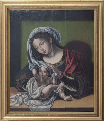 une image d'une peinture représentant une femme tenant un bébé