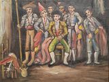 un tableau représentant un groupe de personnes dans un cirque
