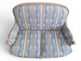 an image of a blue and orange striped chair on a white background