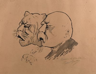 un dessin représentant un chat et un chien allongés par terre