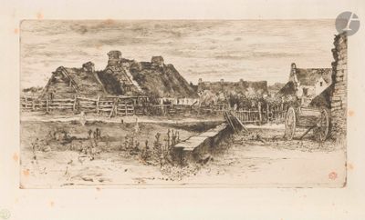 Félix Buhot (1847-1898) Les Grandes chaumières.