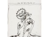 an image of a drawing of a man sitting on the ground with a knife in his hand