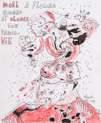 Stani Nitkowski (1949-2001) Noël à flocons rouges et blancs …