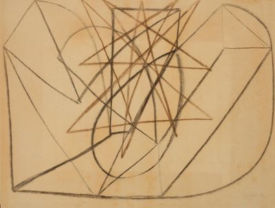 une image représentant un dessin composé de lignes et de formes sur une feuille de papier