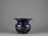chinese cloise blue vase with floral decoration