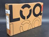 a cardboard box with a logo on it on a table