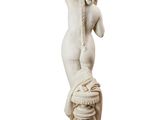 statue of a woman holding a basket on a pedestal