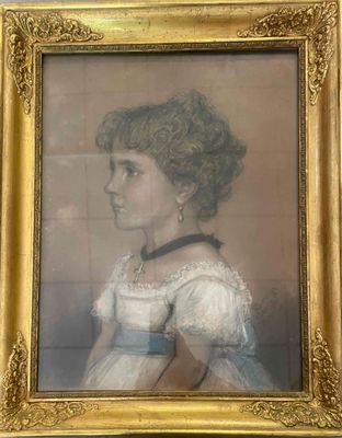 painting of a woman in a white dress in a gold frame