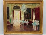painting of ballerinas in a room with chandelier and chandelier