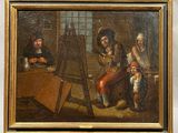 an image of a painting of a group of people sitting around a table