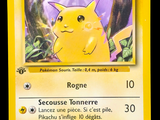yellow pokemon card with a picture of a pikachu on it