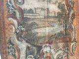 an image of a tapestry with a picture of a castle in the background