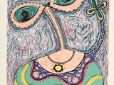 une image représentant le dessin d'une femme avec un papillon sur la tête