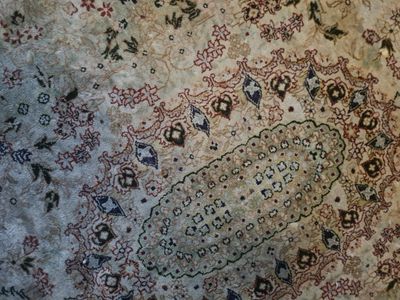 un gros plan sur un tapis sur lequel est allongé un chat