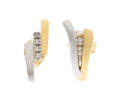two tone gold and silver earrings with diamonds