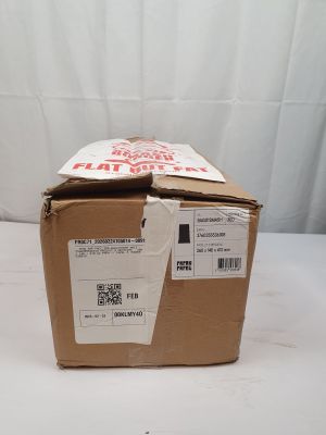 a box of pizza sitting on top of a white table