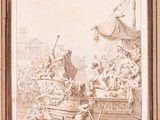 an image of a drawing of a boat with people in it