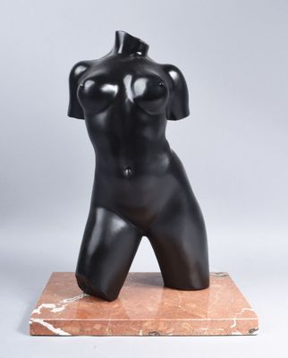 an image of a sculpture of a female torso on a marble base