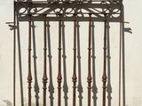 a metal fence with a bunch of bars attached to it