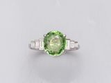 a green tourmaline and diamond ring