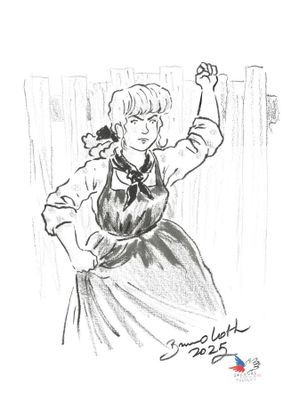 Bruno Loth - "La barricade" - Dessin original sur feuille de…