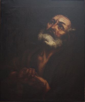 tableau représentant un vieil homme barbu, avec une barbe blanche