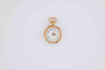 an image of a gold pocket watch on a white surface