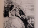 drawing of a couple sitting on a couch in a room