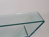 a glass shelf with a glass shelf on top of it