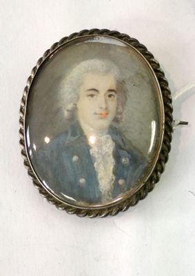 Broche en argent ornée d'une miniature, travail fin XIXème, …