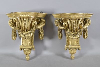 pair of antique brass wall sconces