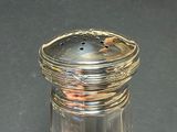 a silver salt and pepper shaker sitting on a table