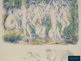 a painting of a group of nudes in a forest
