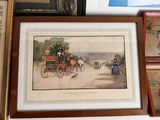 a picture of a picture of a horse drawn carriage and a picture of a man on a horse drawn carriage