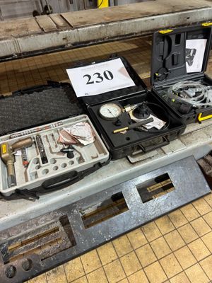 a table with tools on it in a warehouse