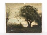 une image représentant un tableau d'un homme assis sur un banc sous un arbre